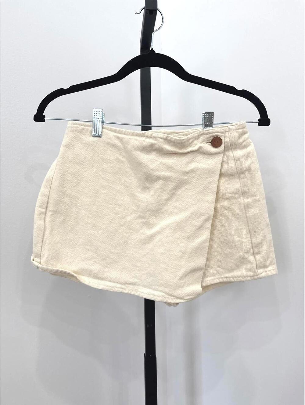 Area Stars Small Cream Beige Wrap Style Skort with Button Detail